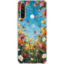 Mobilpad Redmi Note 8 Uyumlu Laleler Kolaj Desenli Şeffaf Telefon Kılıfı