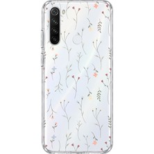 Mobilpad Redmi Note 8 Uyumlu Çiçek Desenli Şeffaf Telefon Kılıfı