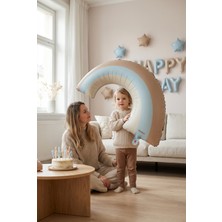 Partixa Mavi Gökkuşağı Retro Folyo Balon Doğum Günü Baby Shower Rainbow Temalı Konsept Parti Süsleme Vintage Dekorasyon Balonu