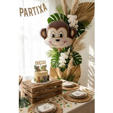 Partixa Safari Maymun Kafa Folyo Balon 42X41 cm Safari Temalı Çocuk Doğum Günü Parti Süsü
