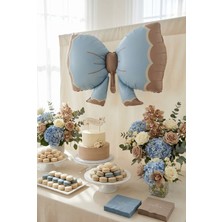 Partixa Retro Mavi Fiyonk Folyo Balon Baby Shower Doğum Günü Parti Süsü
