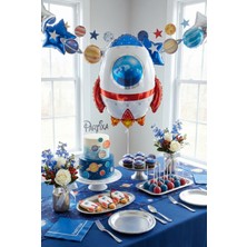 Partixa Uzay Roket Folyo Balon 67X55 cm Uzay Temalı Çocuk Doğum Günü Parti Süsü