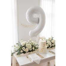Partixa Beyaz 32 Inç Rakam 9 Folyo Balon 9 Yaş Doğum Günü Konsepti Sayı Balonu Helyum Uyumlu Parti Dekorasyon Süsleme