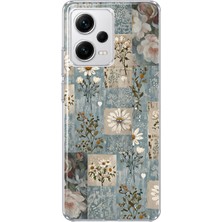 Mobilpad Redmi Note 12 Pro 5g Uyumlu Vintage Çiçekler Desenli Şeffaf Telefon Kılıfı