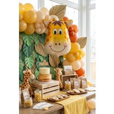 Partixa Safari Zürafa Kafa Folyo Balon 25X45 cm Safari Temalı Çocuk Doğum Günü Parti Süsü