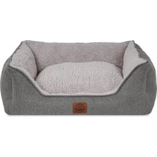 Zeus Kedi ve Köpek Yatağı 40 x 55 x 18 Gri - Çift Taraflı Minderli, Yıkanabilir, Kaydırmaz Taban, Yumuşak Sherpa, Dayanıklı Dokuma Kedi ve Köpek Yatak