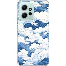 Mobilpad Redmi Note 12 4g Uyumlu Dalgalar Desenli Şeffaf Telefon Kılıfı