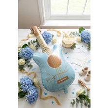 Partixa Retro Mat Mavi Gitar Folyo Balon 46X89 cm Müzik Temalı Doğum Günü Parti Süsü