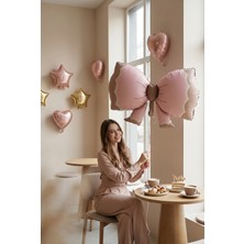 Partixa Retro Pembe Fiyonk Folyo Balon Baby Shower Doğum Günü Parti Süsü