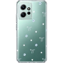 Mobilpad Redmi Note 12 4g Uyumlu Çiçek Kalp Fiyonk Desenli Şeffaf Telefon Kılıfı