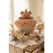 Partixa Ayıcık Figürlü Pembe Retro Cupcake Folyo Balon Baby Shower Doğum Günü Parti Süsü