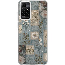 Mobilpad Redmi 10 2022 Uyumlu Vintage Çiçekler Desenli Şeffaf Telefon Kılıfı