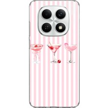Mobilpad Redmi Note 15 4g/5g Uyumlu Çizgili Kokteyl Desenli Şeffaf Telefon Kılıfı