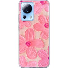 Mobilpad Xiaomi Mi 13 Lite Uyumlu Pastel Çiçek Desenli Şeffaf Telefon Kılıfı