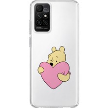 Mobilpad Redmi 10 2022 Uyumlu Winnie Kalp Desenli Şeffaf Telefon Kılıfı