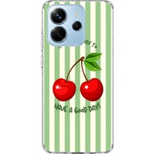 Mobilpad Redmi Note 14 4g Uyumlu Kiraz Desenli Şeffaf Telefon Kılıfı