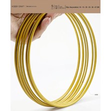 Gold Metal Makrome Halka Çemberler 5 Adet Dokulu Mat Altın Sarısı Düş Kapanı ve Kapı & Duvar Süsü Kasnağı Paslanmaz Galvanizli Metal (30 Cm)