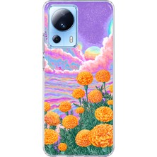 Mobilpad Xiaomi Mi 13 Lite Uyumlu Çiçekler Desenli Şeffaf Telefon Kılıfı