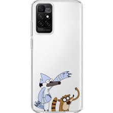 Mobilpad Redmi 10 2022 Uyumlu Mordecai ve Rigby Desenli Şeffaf Telefon Kılıfı