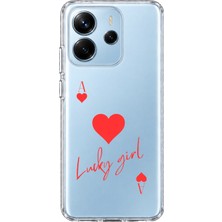 Mobilpad Redmi Note 14 4g Uyumlu Lucky Girl Desenli Şeffaf Telefon Kılıfı