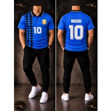 Belirtilmemiş 1994 Dünya Kupası Lionel Messi Arjantin Özel Tasarım Yakalı Nostalji Kısa Kol Forma / Retro Messi Forma