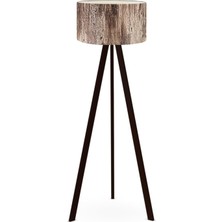Bohhem Art Tripod Ahşap Ayaklı Lambader Köşe Lambası Ağaç Kabuğu Ağaç Kabuğu