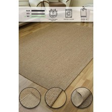 Bohem Dokuma Örme Modern Jüt Hasır Kaymaz Taban Yıkanabilir Antialerjik Yolluk Kilim Açıkkahve 200 x 290