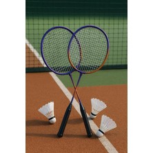 Çantalı Badminton Seti 2 Raket 3 Top Mor-Turuncu, Tek Ebat, 593822179148SYTM, Renkli