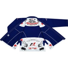 Hafif Bjj Gi, Brezilya Jiu Jitsu Takım Pamuk 350G Beyaz/siyah/mavi (A2, Mavi), Mavi, One Size