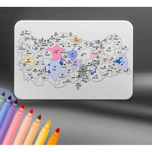 Riyaz Türkiye Gezilen Şehirler Boyama Magneti 10X15 cm - Plaka Kodlu Gezgin Seyahat Anı Buzdolabı Magnet Süsü