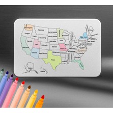 Riyaz Amerika Eyaletler Haritası Boyama Magneti 10X15 cm - Usa Gezilen Yerler Seyahat Anı Buzdolabı Magneti