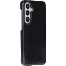 sbodurhome Galaxy S26 Için, Hakiki Deri, El Yapımı Kılıf, Iç Yüzeyi Kadife, Kömür Siyahı