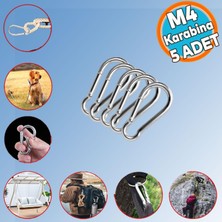 Karabina Yaylı Kanca Paslanmaz Çelik Kilit Olta Dağcılık Kamp Malzemeleri Salıncak (4 Mm) 5 Adet