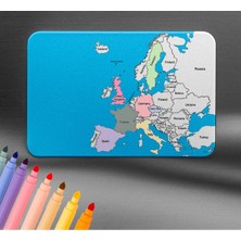 Riyaz Avrupa Haritası Ülkeler Boyama Magneti 10X15 cm - Gezilen Ülkeler Seyahat Anı Buzdolabı Süsü Magnet
