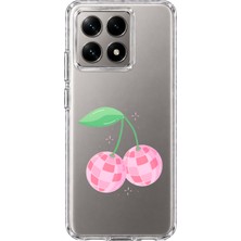 Mobilpad Xiaomi 14T Uyumlu Kiraz Desenli Şeffaf Telefon Kılıfı