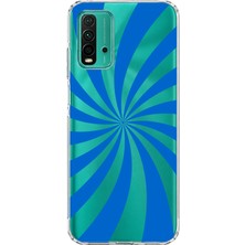 Mobilpad Redmi 9t Uyumlu Spiral Dalgalar Desenli Şeffaf Telefon Kılıfı