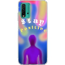 Mobilpad Redmi 9t Uyumlu Stay Positive Desenli Şeffaf Telefon Kılıfı