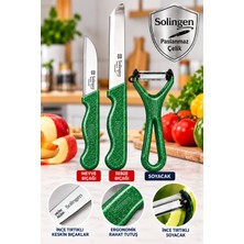 ERHCE Meyve Bıçağı + Sebze Bıçağı + Soyacak Simli Tırtıklı Keskin Solingen Çeliği 3lü Set