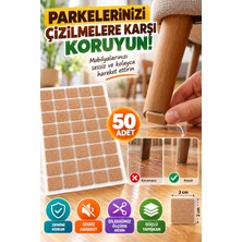 Open City 50 Adet Yapışkanlı Mobilya Keçesi 2x2 cm Kare Sandalye Masa Koltuk Ayağı Parke Koruyucu Çizilmez