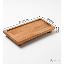Inwood Masif Kayın Ayaklı Dekoratif Tepsi 16X30 cm Ahşap Düzenleyici Sunum Tepsisi