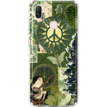 Mobilpad Huawei P20 Lite Uyumlu Kolaj Desenli Şeffaf Telefon Kılıfı