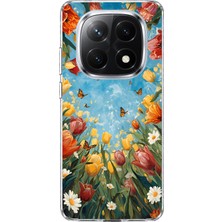 Mobilpad Redmi Note 14 Pro Plus 5g Uyumlu Laleler Kolaj Desenli Şeffaf Telefon Kılıfı