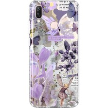 Mobilpad Huawei P20 Lite Uyumlu Kolaj Desenli Şeffaf Telefon Kılıfı
