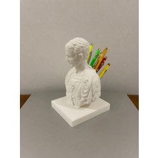 Jenerik Sezar Heykel Büst Kalemlik | Roma Büstü Tasarımlı Masaüstü Organizer | 3D Baskı Dekoratif Kalem Tutucu