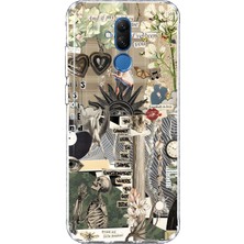 Mobilpad Huawei Mate 20 Lite Uyumlu Kolaj Desenli Şeffaf Telefon Kılıfı
