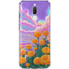 Mobilpad Huawei Mate 10 Lite Uyumlu Çiçekler Desenli Şeffaf Telefon Kılıfı