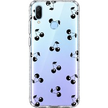 Mobilpad Huawei P Smart 2019 Uyumlu Kirazlar Desenli Şeffaf Telefon Kılıfı