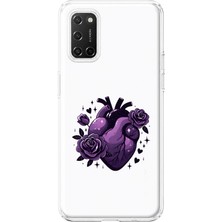 Mobilpad Oppo A52/72/92 Uyumlu Çiçek Kalp Desenli Şeffaf Telefon Kılıfı