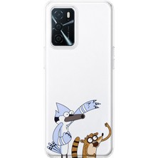 Mobilpad Oppo A16/A55 Uyumlu Mordecai ve Rigby Desenli Şeffaf Telefon Kılıfı