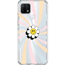 Mobilpad Oppo A15/A15S Uyumlu Papatya Desenli Şeffaf Telefon Kılıfı